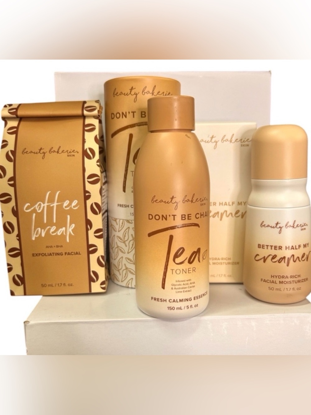 Beauty Bakerie Skincare Bundle- exfoliating facial, toner, & moisturizer